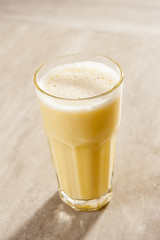 a glass of corn juice