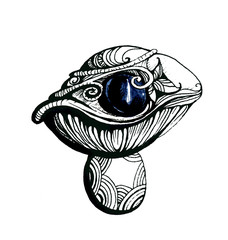 magic mushroom art. Hand drawn Illustration for prints on t-shirts and bags, posters.