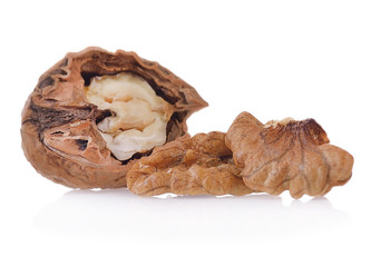 Walnuts closeup isolated on white background