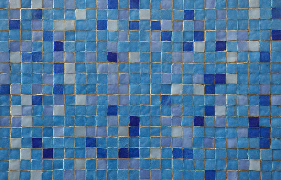 Blue mosaic tiles.