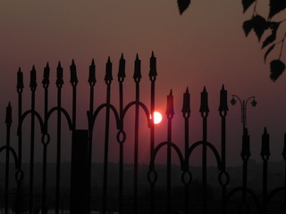 fence on sunset