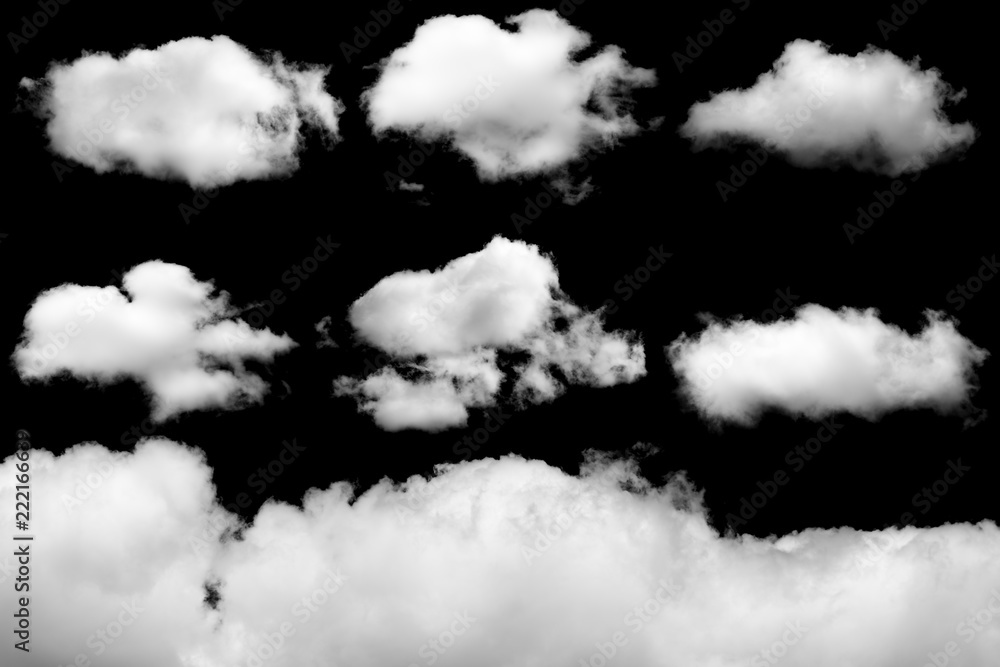 Canvas Prints set of isolated clouds on black