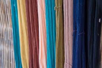 Thai silk yarn dyed natural, prepare for fabrication