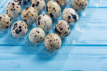 Raw qail eggs background