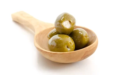 Selbstklebende Fototapete Vorspeise Gefüllte grüne Oliven