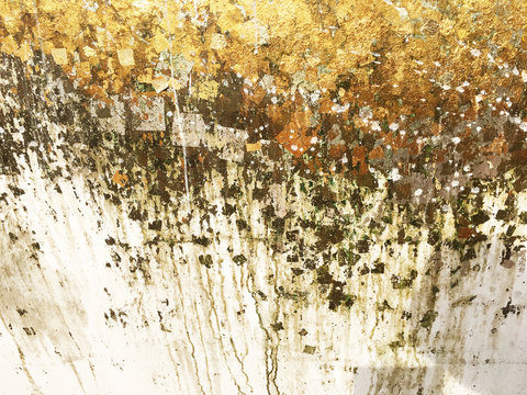 Texture of the gold leaf, Gold background, Picture from Buddha image Back