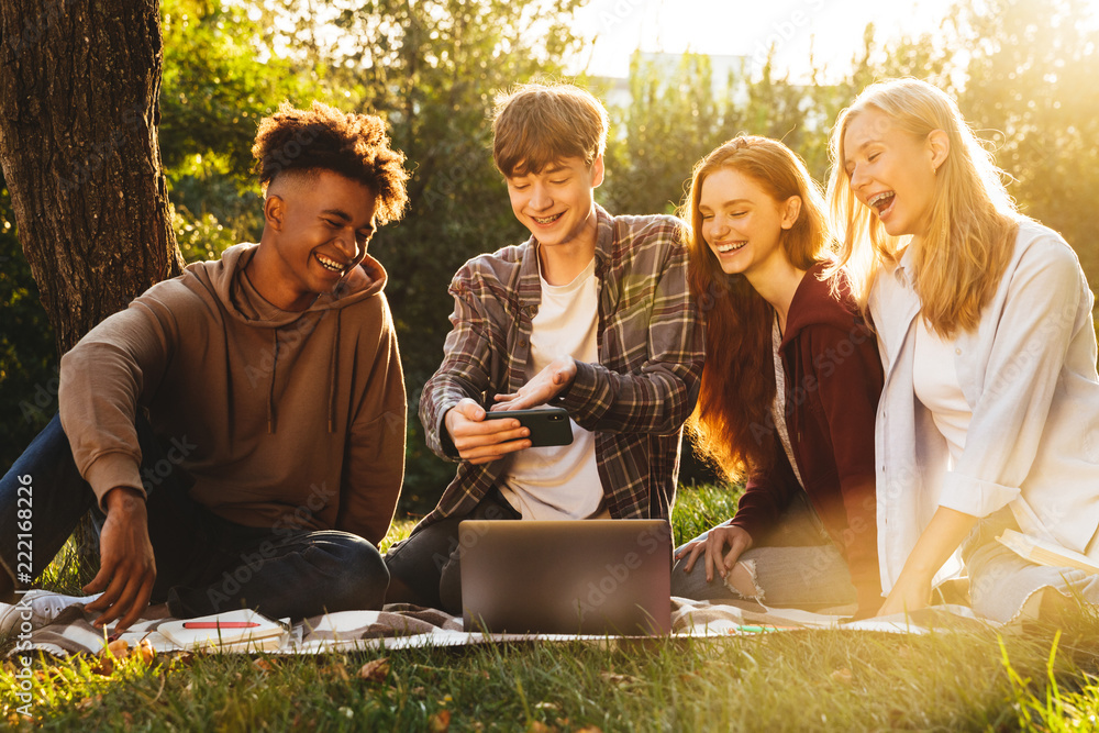 Canvas Prints Group of cheerful multhiethnic students