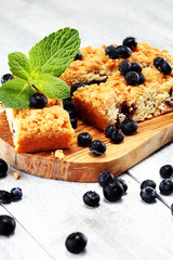 blueberry cake. homemade delicious blueberry cake for dessert.