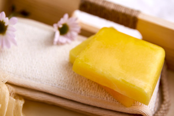 Yellow bath soap