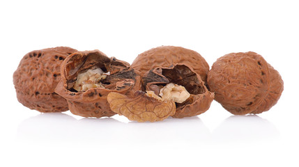 Walnuts closeup isolated on white background