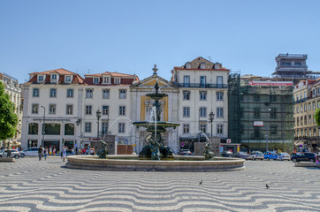 plaza de Rossio en el centro de Lisboa en Portugal 