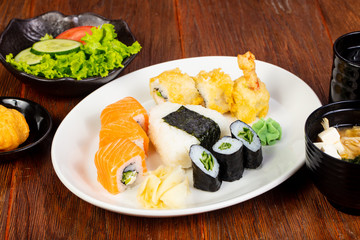 Japanese sushi and roll set