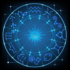 Blue horoscope circle