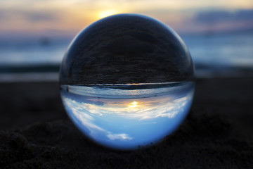 Sunset at Beach Captured in Glass Ball