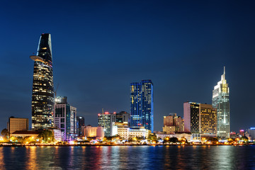 Fototapeta premium Ho Chi Minh City skyline at night. Beautiful cityscape