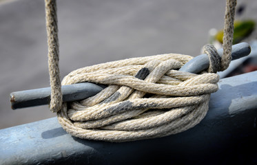 Fototapeta premium big and strong rope on boat