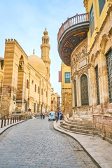 Landmarks of El-Muizz street in Cairo, Egypt