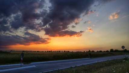 Sunset in a small town in Germany