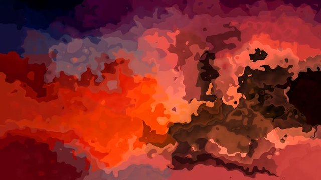 abstract animated stained background seamless loop video - watercolor splotch effect - fiery red, orange, brown and purple color