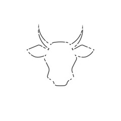Cow Head, Livestock Line Icon. Vector Line Art Cow Face, Farm, Meat or Milk Symbol. Cow Mascot, Monochrome Illustration.