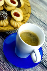 Coffee and different types of cookies