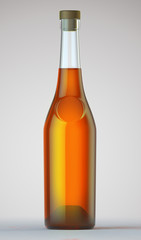 Bottle with alcohol on a white background