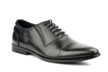 Elegant black shoe isolated on white background.Side view.
