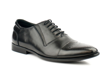 Elegant black shoe isolated on white background.Side view.
