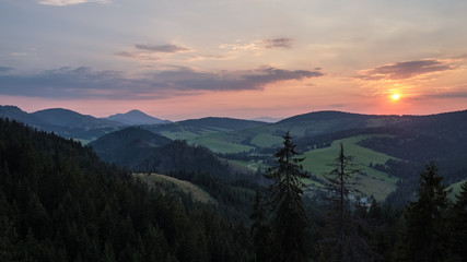 beautiful sunset in the mountains of Tatra, slovakia