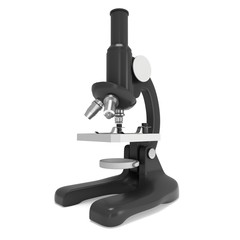 Microscope Biology School Laboratory Equipment. Science Education Symbol. 3d render isolated on white