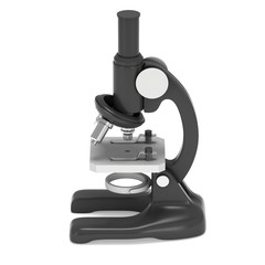 Microscope Biology School Laboratory Equipment. Science Education Symbol. 3d render isolated on white