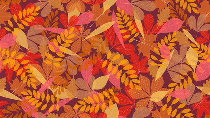 Autumn leaves background seamless pattern. Thanksgiving day background. Autumn leaves and place for text. Light autumn colors. Autumn background for web textile or ads banners