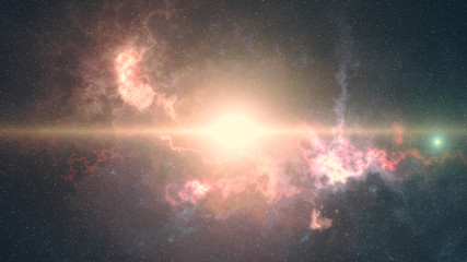 space background, glare, fog, and colored stars