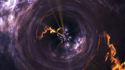 Space-time curvature, flight into a black hole, space abstract composition