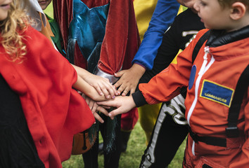 Fototapeta premium Little children trick or treating on Halloween