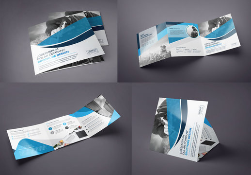 Blue Square Tri-Fold Brochure Layout