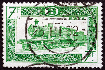 Postage stamp Belgium 1949 Locomotive Type T.8, 1909