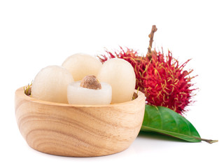 ripe red rambutan isolated on white background