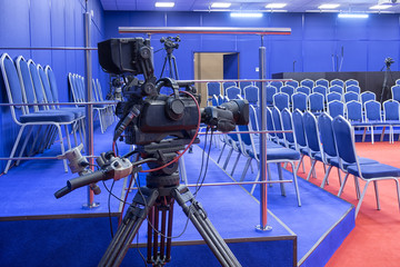 Professional tv camera in live show pavilion.