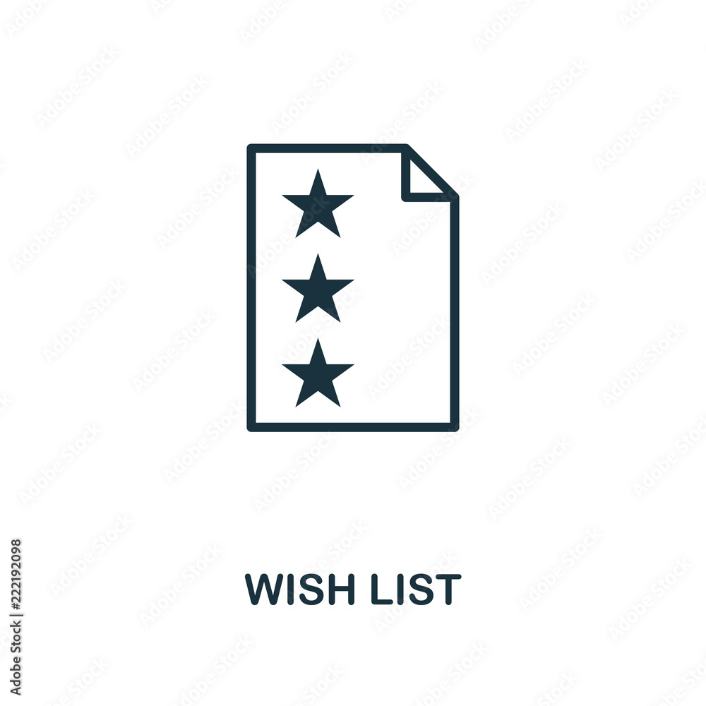 Aufkleber wish list icon. monochrome style design from e-commerce icon collection. ui. pixel perfect simple pi