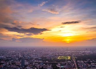 Naklejka na ściany i meble Beautiful Bangkok city, bird eye view on modern new buildings