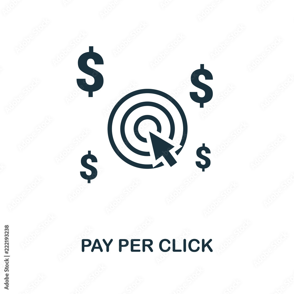 Poster pay per click icon. monochrome style design from e-commerce icon collection. ui. pixel perfect simpl