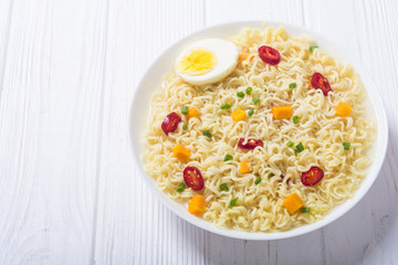 Instant noodles in bowl