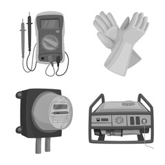 Vector illustration of electricity and electric sign. Set of electricity and energy vector icon for stock.