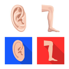 Isolated object of human and part sign. Collection of human and woman stock symbol for web.