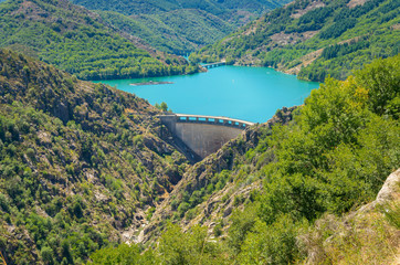 Lac de Villefort vu du Belvédère de la Ranchine,Occitanie.