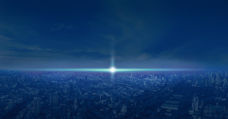 Beautiful Bangkok city, bird eye view on modern new buildings