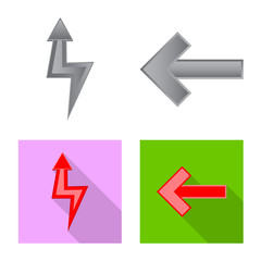 Isolated object of element and arrow symbol. Set of element and direction vector icon for stock.