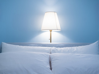 pretty bedroom lamp in the night