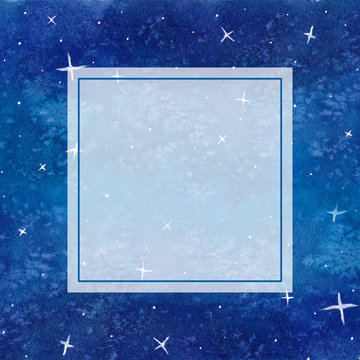 Blue Galaxy Night Sky Watercolor Banner Card